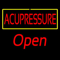 Red Acupressure Yellow Border Open Neon Skilt