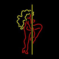 Red And Yellow Pole Dance Girl Neon Skilt