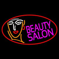 Red Beauty Salon With Girl Neon Skilt