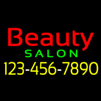 Red Beauty Salon With Phone Number Neon Skilt