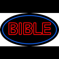 Red Bible Blue Border Neon Skilt