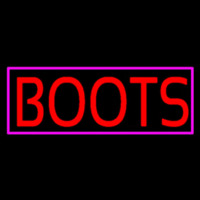 Red Boots Pink Border Neon Skilt