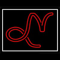 Red Capricorn Logo White Border Neon Skilt