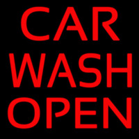 Red Car Wash Open Neon Skilt