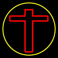 Red Christian Cross Neon Skilt