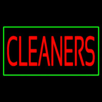 Red Cleaners Green Border Neon Skilt