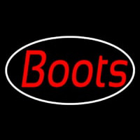 Red Cursive Boots Neon Skilt