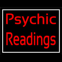 Red Cursive Psychic Readings With White Border Neon Skilt