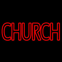 Red Double Stroke Church Neon Skilt