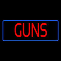 Red Guns Blue Border Neon Skilt