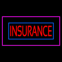 Red Insurance Blue And Pink Border Neon Skilt