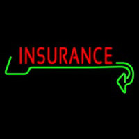 Red Insurance With Green Arrow Neon Skilt