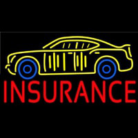 Red Insurance Yellow Car Logo Neon Skilt