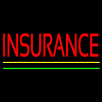 Red Insurance Yellow Green Lines Neon Skilt