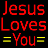 Red Jesus Loves You Neon Skilt