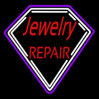 Red Jewelry Repair Diamond Border Neon Skilt