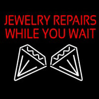 Red Jewelry Repairs While You Wait Logo Neon Skilt