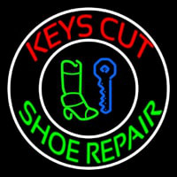 Red Keys Cut Green Shoe Repair Neon Skilt