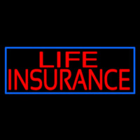 Red Life Insurance Blue Border Neon Skilt