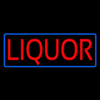 Red Liquor Blue Border Neon Skilt