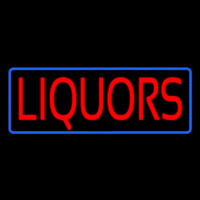 Red Liquors Blue Border Neon Skilt