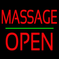 Red Massage Block Open Neon Skilt