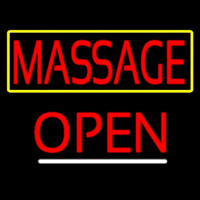 Red Massage With Yellow Border Open Neon Skilt