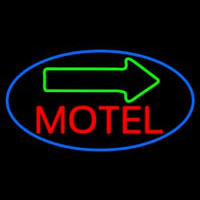 Red Motel With Green Arrow Neon Skilt