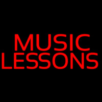 Red Music Lessons Neon Skilt