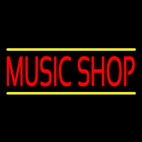 Red Music Shop Yellow Line Neon Skilt