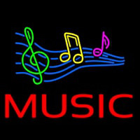 Red Music With Musical Notes Neon Skilt