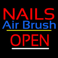 Red Nails Airbrush Open Yellow Line Neon Skilt