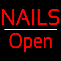 Red Nails Open White Line Neon Skilt