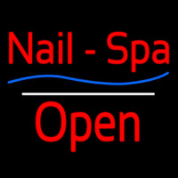 Red Nails Spa Open White Line Neon Skilt