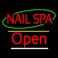 Red Nails Spa Open Yellow Line Neon Skilt