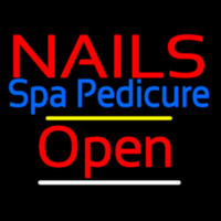 Red Nails Spa Pedicure Open Yellow Line Neon Skilt