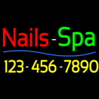 Red Nails Spa With Phone Number Neon Skilt