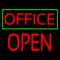 Red Office Green Border Block Open Neon Skilt