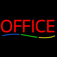 Red Office Multi Colored Line Neon Skilt