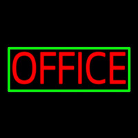 Red Office With Green Border Neon Skilt