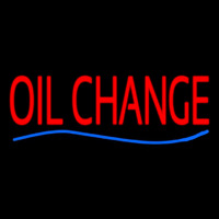 Red Oil Change Blue Line Neon Skilt