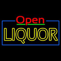 Red Open Double Stroke Liquor Neon Skilt