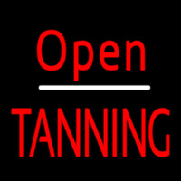 Red Open Tanning Neon Skilt