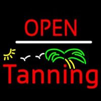 Red Open Tanning Palm Tree Neon Skilt