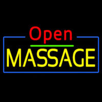 Red Open Yellow Massage Blue Border Neon Skilt