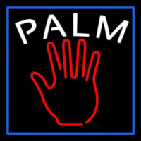 Red Palm Blue Border Neon Skilt