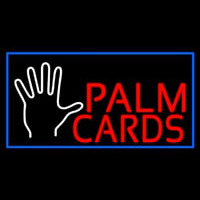 Red Palm Cards Blue Border Neon Skilt