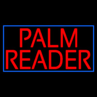 Red Palm Reader Block Blue Border Neon Skilt