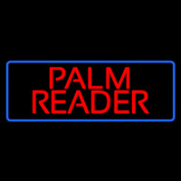 Red Palm Reader Blue Border Neon Skilt