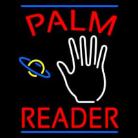 Red Palm Reader Blue Line Neon Skilt